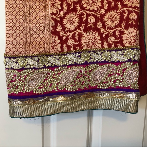 Indian Red and Yellow Sari - Picture 7 of 13